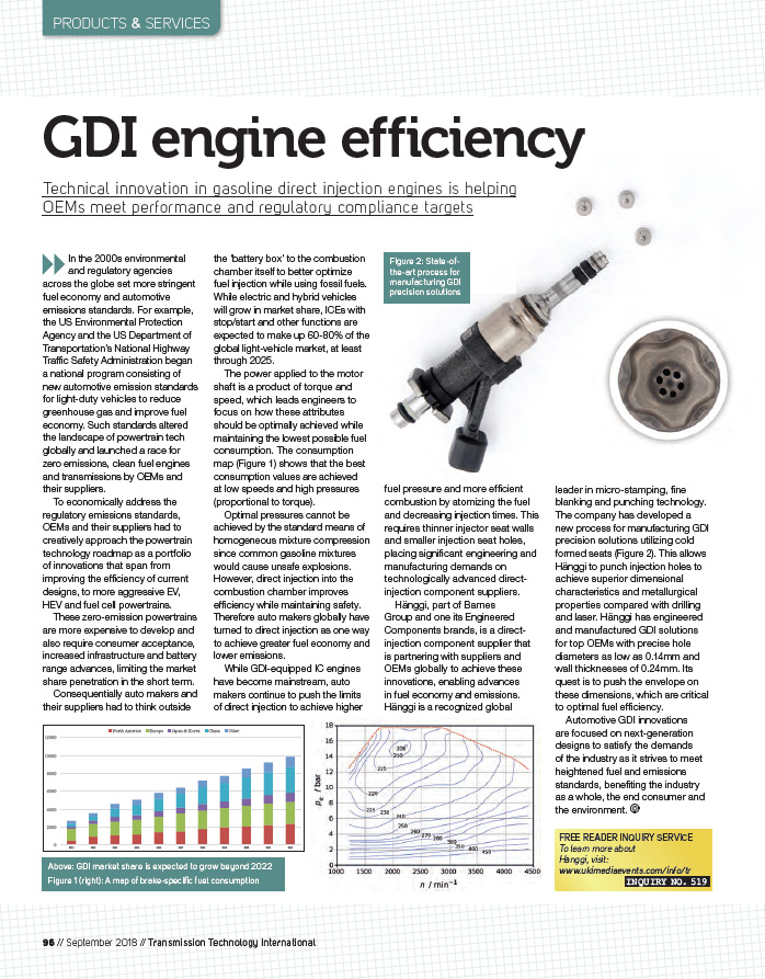 GDI Engine Efficiency in Transmission Technology International Magazine